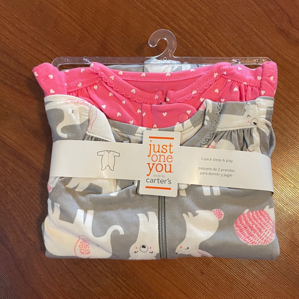 NWT Just One You 2-pack sleep & play pajamas 3M